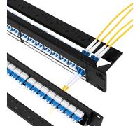 Duogalia Panneau de brassage en fibre 1U monté en rack avec 24 pièces LC-UPC OS1/OS2 monomode coupleur de fibre Keystone Jack Modulaire (vis de rack incluses)