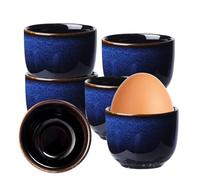 DUOHERESHUI 6 Pièces Coquetiers Ceramique, Coquetier Oeuf, Rond, Bleu