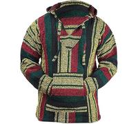 Duohropke Baja Sweat à capuche pour homme Mexicain Jerga Hippie Pull à capuche imprimé 3D Veste à capuche Vintage Pull rayé Veste tissée Grandes tailles Sweat-shirt Surf Poncho, jaune, XXL