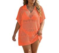 Duohropke Bikini Femme Polo d'été Beachwear Grandes Tailles Maillot de Bain Cover Up Maille Crochet Haut Dernière Robes de Plage Creux Tunique de Plage Sexy Poncho de Plage Plage Maillots de Bain