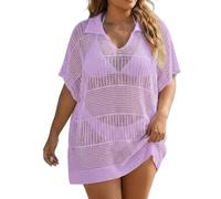 Duohropke Bikini Femme Polo d'été Beachwear Grandes Tailles Maillot de Bain Cover Up Maille Crochet Haut Dernière Robes de Plage Creux Tunique de Plage Sexy Poncho de Plage Plage Maillots de Bain