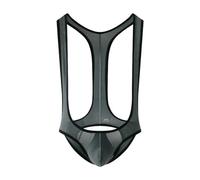 Duohropke Body string pour homme Jockstrap Strap Body sexy Sous-vêtements Combinaison une pièce T-shirt de sport Wrestling Singlet Athletic Leotard Underwear Gym Sportswear Glossy Silky Jumpsuit, gris