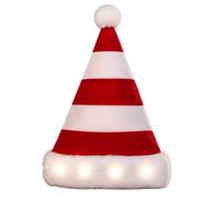 Duohropke Bonnet de Noël adulte à lumières LED, design rayé, bonnet pelucheux double Père Noël, chapeau de fête en velours pour soirées de Noël et cadeaux