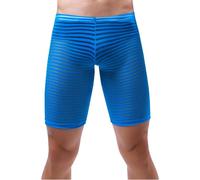 Duohropke Boxer sexy transparent pour homme - Sous-vêtement rayé actif - Décontracté - Sans coutures - Taille basse - Respirant, Bleu clair., M