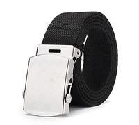 Duohropke Ceinture en nylon pour homme - 130 cm - Ceinture de travail réglable pour le travail et les voyages - Pas de boucle en métal - Passage rapide grâce à la sécurité aéroportuaire, Noir , taille