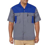 Duohropke Chemise de travail industrielle à manches courtes pour homme - Chemise de travail légère boutonnée - Réfléchissante et résistante à l'usure - Costume de mécanicien automobile - Coupe droite,