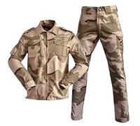 Duohropke Combinaison de camouflage militaire Airsoft Ensemble de vêtements Combat Chemise Pantalon pour garçons et filles Uniforme d'armée Camouflage Costume de soldat, beige, S