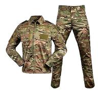 Duohropke Costume de camouflage militaire, ensemble de vêtements d'airsoft, chemise de combat, pantalon pour garçons et filles, uniforme d'armée, costume de soldat camouflage, marron, L