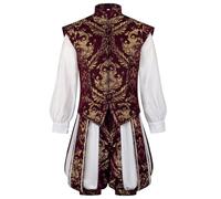 Duohropke Costume de prince pour homme - Style gothique steampunk - Double couche - Chemise médiévale et pantalon de citrouille - Tenue de cosplay - Vêtements médiévaux - Costume de carnaval pour