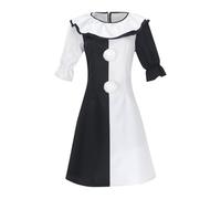 Duohropke Costume de terrifier pour femme - Costume d'Halloween - Robe de terrifier noir et blanc - Costume Art the clown pour cosplay