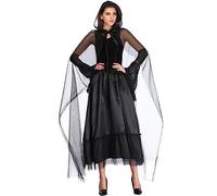Duohropke Costume d'Halloween pour femme - Vêtements effrayants avec robes, gants et cape, robe de vampire, de sorcière, à manches longues, robe de vampire, robe de carnaval, cosplay