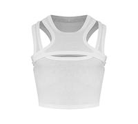 Duohropke Débardeur court pour homme, sexy, crop top, ventre nu, avec dos nageur, coupe ajustée, soutien-gorge de sport, lingerie, Blanc., S