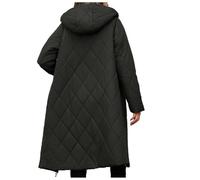 Duohropke Doudoune longue pour femme - Manteau matelassé avec capuche - Décontracté - Manteau d'hiver chaud - Parka coupe-vent - Veste d'extérieur mi-saison - Veste thermique à capuche, Noir , XS