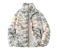 Duohropke Doudoune pour homme - Doudoune doublée avec motif camouflage discret - Col montant chaud - Veste d'hiver légère - Manteau de sport - Veste demi-saison - Veste d'extérieur matelassée, Couleur