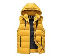 Duohropke Doudoune pour homme - Grandes tailles - Step Slim Fit - Gilet matelassé - Gilet de sport à capuche - Sans manches - Fermeture éclair intégrale - Multi poches - Ultra léger - Avec capuche,
