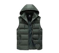 Duohropke Doudoune pour homme - Grandes tailles - Step Slim Fit - Gilet matelassé - Gilet de sport à capuche - Sans manches - Fermeture éclair intégrale - Multi poches - Ultra léger - Avec capuche,