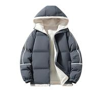 Duohropke Doudoune pour homme - Veste matelassée thermique épaisse avec capuche - Ample - Bloc de couleurs - Veste d'hiver avec poches - Y2K Streetwear - Veste à capuche confortable - Manteau