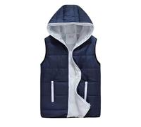 Duohropke Gilet matelassé pour homme avec fermeture éclair - Gilet à capuche sans manches - Gilet d'hiver en duvet - Gilet d'extérieur - Gilet de sport - Gilet de transition - Veste de loisirs - Gilet