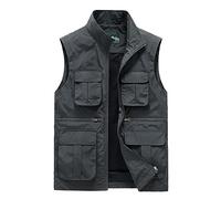 Duohropke Gilet polaire pour homme 5XL - Doublé - Sans manches - Gilet de travail chaud avec poches - Gilet thermique - Coupe-vent - Gilet d'hiver - Plus épais - En velours - Gilet de loisirs - Veste