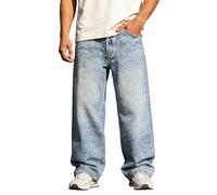 Duohropke Jean à paillettes pour homme avec strass baggy brillant - Taille haute - Jambe droite - Pantalon de loisirs Y2K Rhinestone - Pantalon festif en denim - Carnaval, fête, Nouvel An, bleu, XL