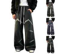 Duohropke Jean Baggy Homme Skateboard Denim Coupe Ample Cargo Y2K Vintage à Poches, Jean évasé Taille élastique Cordon Jambe Large Travail Streetwear