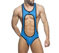 Duohropke Jockstrap Ouvert Sous-vêtements de lutte Singlet Body Straps Jumpsuit Maillot Leotard Sexy Mesh Vêtements de nuit Strap Strap String Body Body, bleu, M