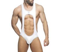Duohropke Jockstrap Ouvert Sous-vêtements de lutte Singlet Body Straps Jumpsuits Maillot Leotard Sexy Mesh Vêtements de nuit Straps Body Strap Thongs Bodysuit, Blanc., M