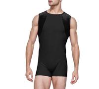 Duohropke Justaucorps de gymnastique pour homme - Col en U - Sans manches - Maillot de sport - Maillot de fitness - Bodybuilding - Shorty Unitard, Noir , XXXL
