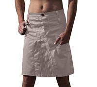 Duohropke Kilt écossais à carreaux pour homme, avec poches, courte, confortable, utilitaire, classique, rétro, couleur unie, jupe de combat médiévale, gris, L
