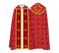 Duohropke Klerus Robe d'église unisexe médiévale cape de tribunal arabe Cape d'église catholique Chape Prêtre Clergé Cape Halloween Cosplay Costume Robe, rouge, XL