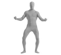 Duohropke Morphsuit pour Adultes Costume intégral Body Combinaison intégrale Visage ouvert Cosplay Jumpsuit Bodysuit Ajusté Femme Homme Costume Slenderman Lorax pour Halloween Noël Fête, gris, S