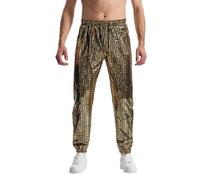 Duohropke Pantalon à paillettes pour homme - Legging métallique brillant disco - Pantalon de jogging - Pantalon d'été léger - Pantalon de loisirs - Pour les discothèques, les fêtes, les raves - Hip