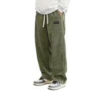 Duohropke Pantalon de jogging baggy pour homme - Taille élastique avec cordon de serrage - Pantalon cargo tricoté avec poches - Décontracté - Hip Hop Y2K - Pantalon japonais - Jambes larges, Vert kaki