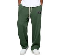 Duohropke Pantalon de jogging pour homme - Pantalon long gaufré - Jambes larges - Pantalon droit avec cordon de serrage et poches - Pantalon de sport stretch confortable - Taille élastique - Pantalon