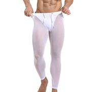 Duohropke Pantalon de jogging pour homme - Transparent - En maille - Sous-vêtements longs - Collants de sport - Collants de compression - Sexy - Culotte musclée, Blanc., M