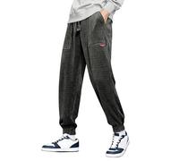 Duohropke Pantalon de loisirs pour homme - Pantalon japonais rétro en velours côtelé - Mode - Taille élastique - Droit - Large - Pantalon de jogging pour homme, gris foncé, L