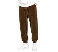 Duohropke Pantalon de loisirs pour homme - Pantalon japonais rétro en velours côtelé - Mode - Taille élastique - Droit - Large - Pantalon de jogging pour homme, marron, L