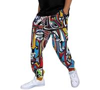 Duohropke Pantalon de survêtement pour homme avec poches - Imprimé tendance - Pantalon de sport avec cordon de serrage - Pantalon de loisirs - Pantalon de jogging des années 80 et 90 - Pantalon