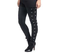 Duohropke Pantalon punk pour femme - Pantalon rocker - Pantalon long sexy - Legging steampunk - Coupe ajustée - Pantalon de pirate médiéval - Pantalon tube - Pantalon de loisirs, Noir , S