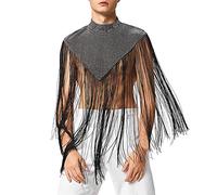 Duohropke Poncho à franges pour homme - Col roulé irrégulier - Cape sexy - Mode - Écharpe à franges, gris, 4XL