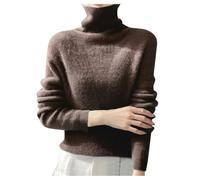 Duohropke Pull à col roulé thermique pour femmes - Thermo - Doublé en polaire - Tricot - Coupe ajustée - Col roulé - Chaud - Manches longues - Sweat-shirt décontracté, 02 café., L