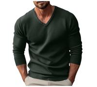 Duohropke Pull décontracté pour homme - Col en V - Laine et cachemire - Pull d'hiver, AG, XL