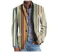 Duohropke Sakko Blazer vintage à carreaux 2024 pour homme Coupe droite Décontractée Moderne Veste de costume pour mariage, fête, remise de diplôme d'affaires, kaki, S