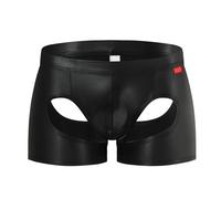 Duohropke Sous-vêtements sexy pour homme - Effet mouillé - Hipster Clubwear Jockstraps - Short ouvert - Couleur unie - Sexy - En cuir - Boxer érotique, Noir , M