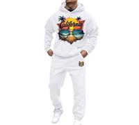 Duohropke Survêtement de sport pour homme - Graphique - Confortable - Avec imprimé des lettres - Sweat à capuche et pantalon de jogging - Survêtement sportif - 2 pièces - Survêtement de maison