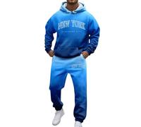Duohropke Survêtement New York pour homme - Dégradé de couleurs - Sweat à capuche et pantalon de jogging - Ensemble décontracté - Fitness - Survêtement de loisirs Y2K - 2 pièces - Avec lettres