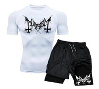 Duohropke Survêtement pour homme avec imprimé araignée - T-shirt de compression et doublure de compression 2 en 1 - Short - Ensemble de deux pièces - T-shirt de course à pied pour le gymnase à séchage