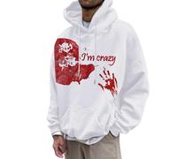 Duohropke Sweat à capuche d'Halloween pour homme - Bloody Stained imprimé - Costume d'Halloween - Sweat surdimensionné avec capuche - Horreur - Confortable et chaud - Manches longues, Blanc., S