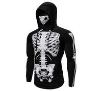 Duohropke Sweat à capuche pour homme Cyberpunk Ninja avec masque - Manches longues - Sport - Coupe ajustée - Costume d'Halloween - Tête de mort - T-shirt à capuche