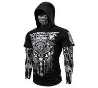 Duohropke Sweat à capuche pour homme Cyberpunk Ninja avec masque - Manches longues - Sport - Coupe ajustée - Costume d'Halloween - Tête de mort - T-shirt à capuche, Noir , XL
